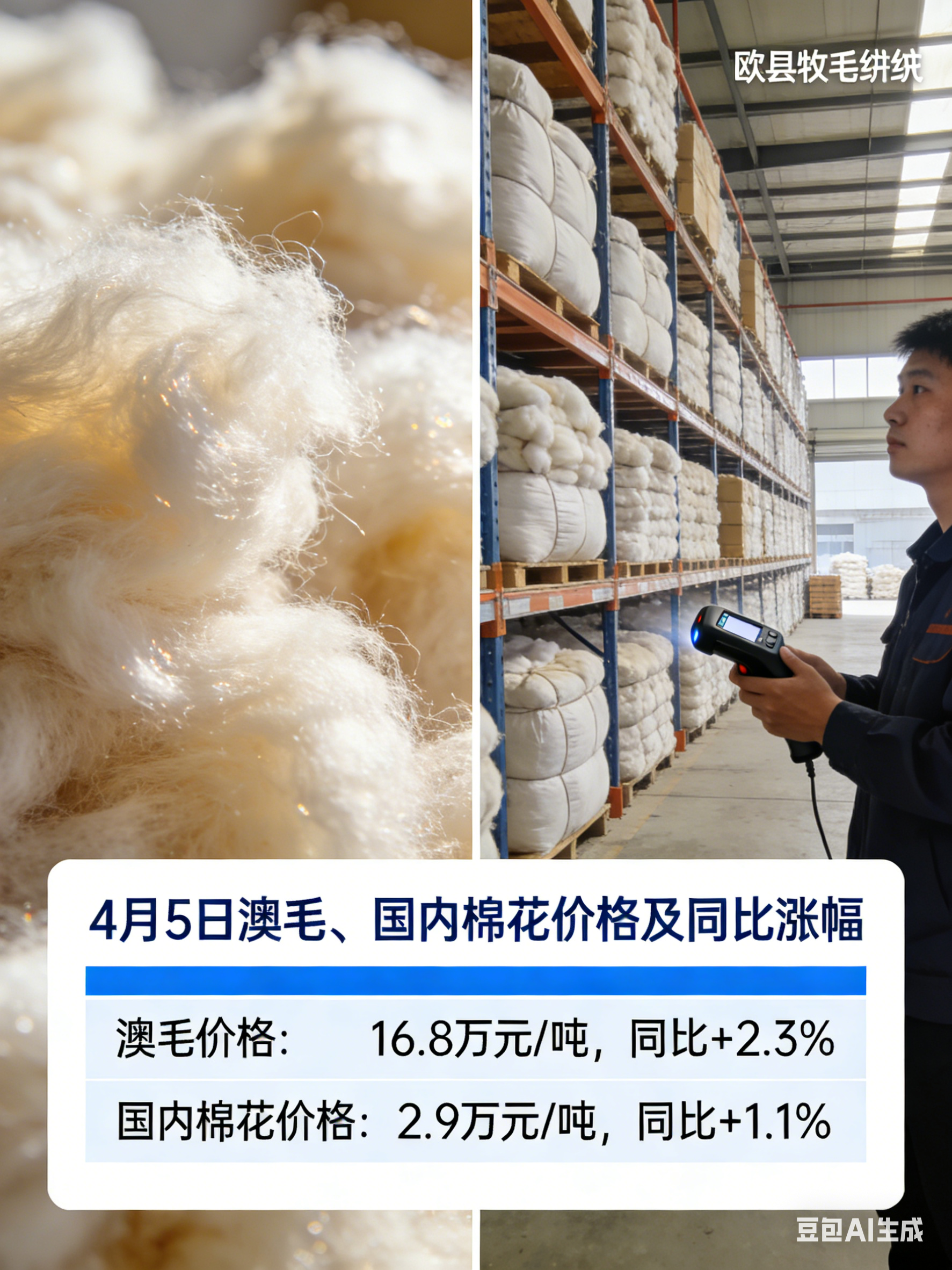 Pembaruan pasar bahan baku wol pada 5 April. Stabilkan kontrol kualitas, pastikan pasokan, dan tanggapi fluktuasi pasar dengan tenang