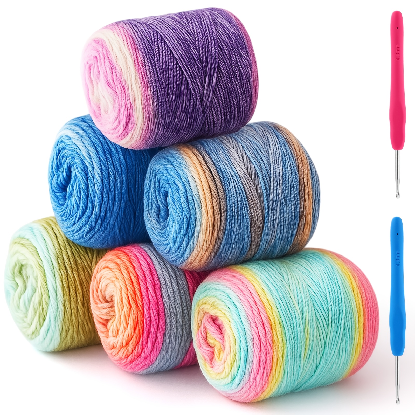 خيوط كعكة متدرجة الألوان من القطن وألياف الأكريليك، مناسبة لصنع الأوشحة والشالات والبطانيات والملابس